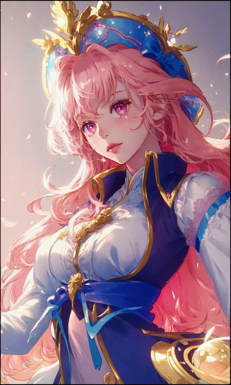 A Girl Holding a Magic Wand Her Beautiful Charming Light Pink Hair 
