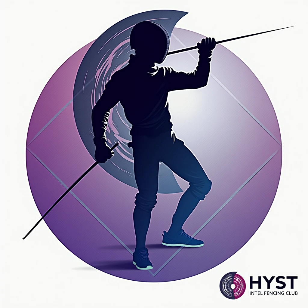 Generate logo from image with fencing club slogan,