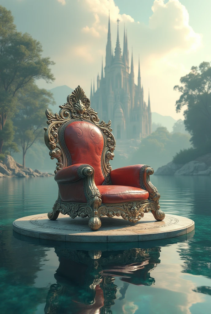 Gorgeous attractive tremendous chair on water in front of heaven palace 