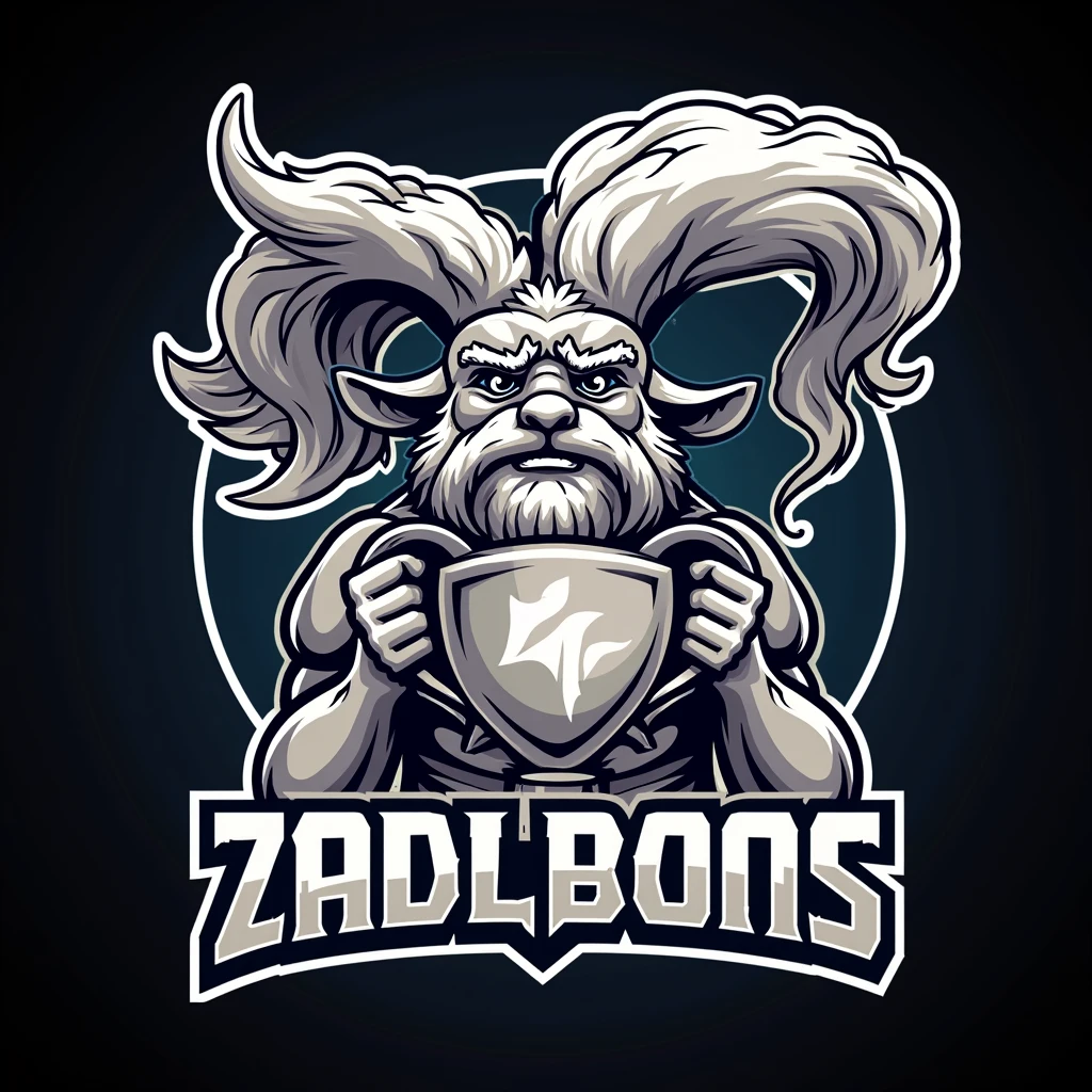 create a sports logo with the name ALDEIA with a mascot God of thunder Tupã holding a trophy with goat written inside without a background logo for the guild 