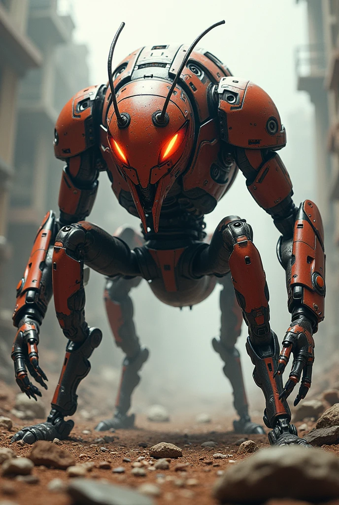 Red ant with robotic armour