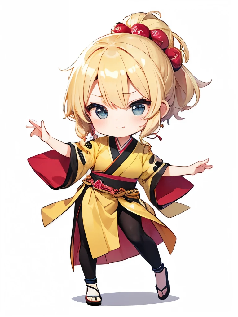 (((Dance Band)))、Tsundere blonde chibi character、A beautiful depiction using tens of thousands of colors、masterpiece、Ultra HD、super high quality、8k、(((Blonde chibi character dancing while mixing)))、A delicate and cool sari-style outfit combined with a Japanese festival theme
