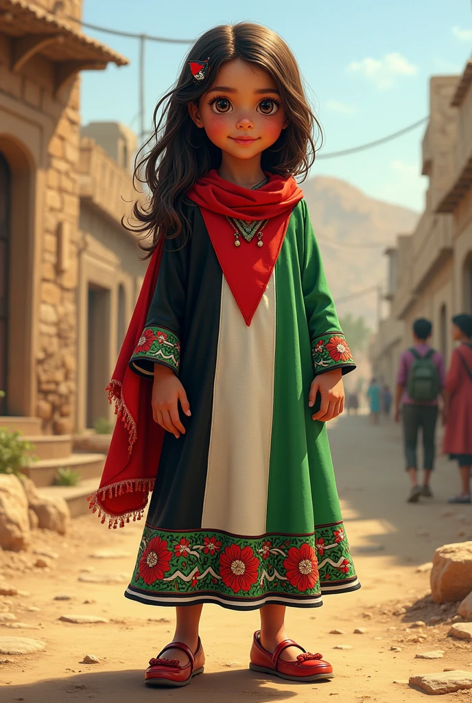 Girl dress like palestine flag