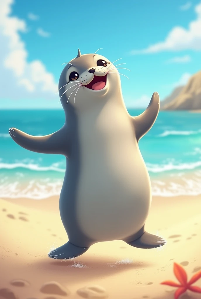 A seal dancing on the beach
