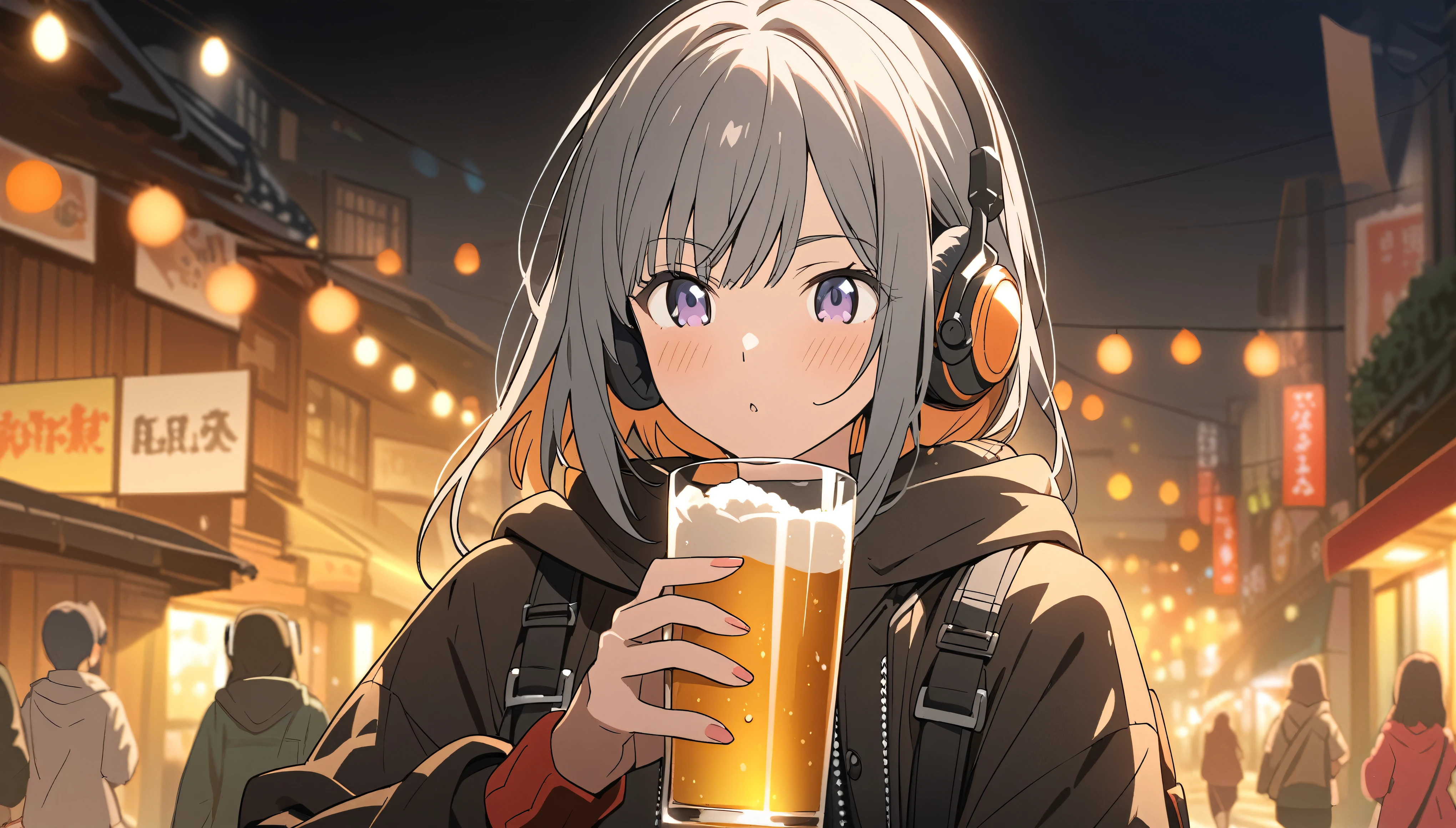 Anime brunette with headphones、holding a beer glass on the street, from Girls&#39; Frontline, Girls&#39; Frontline style, Anime drinking energy drink, Girls&#39; Frontline cg, The finer details. Girls&#39; Frontline, Girls&#39; Frontline universe, I&#39;m drinking beer, drinking beer, Girls&#39; Frontline, with a drink, Kantai Collection Style, Best anime 4k konachan wallpaper, beer in hand!!