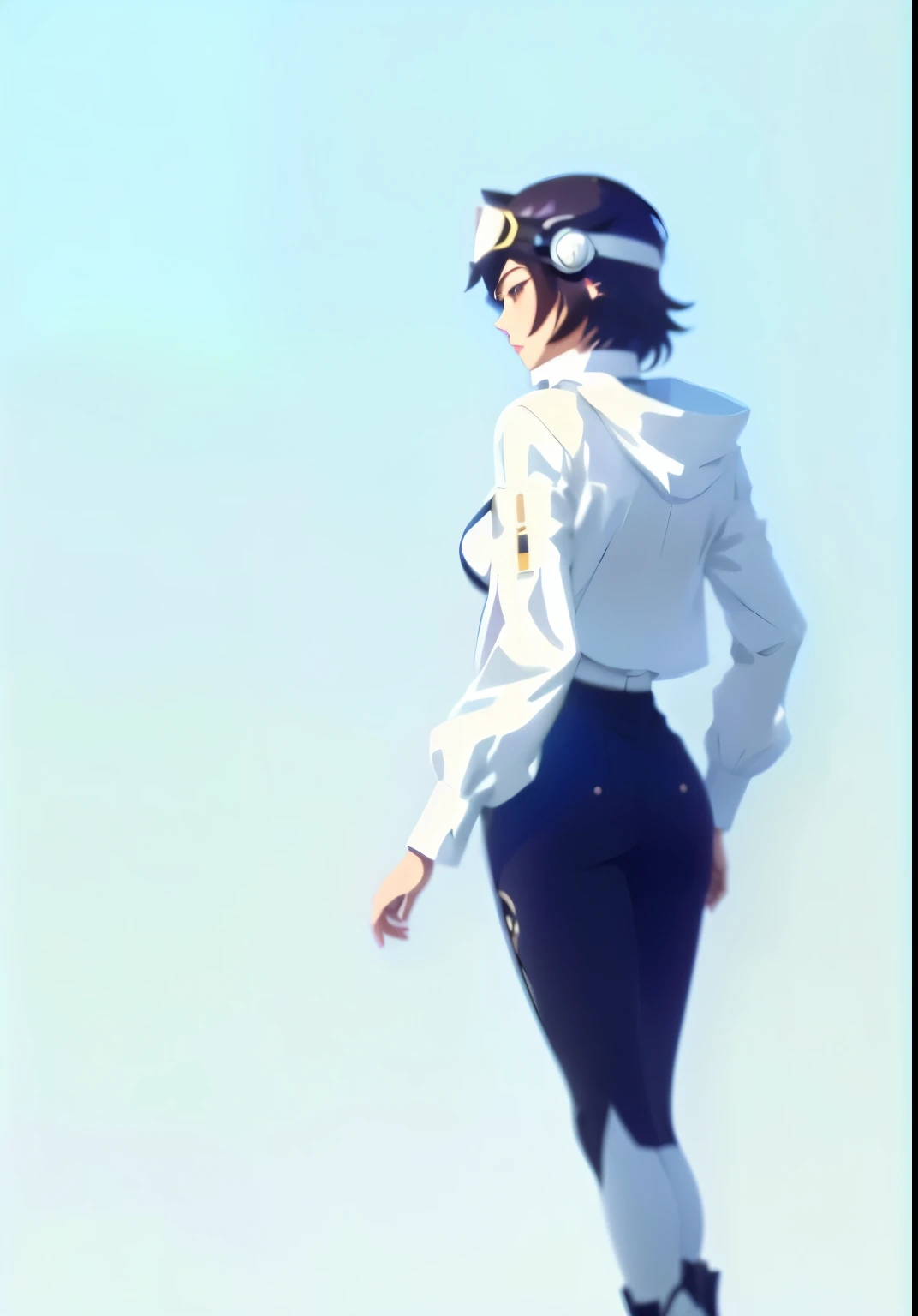 there is a lady, Shinkai Makoto. Digital Rendering,, ✨🕌🌙, live2d virtual youtuber model, , Shinkai Makoto style,, Elegant digital art, Produced in collaboration with Anime Painter Studio, whole body, virtual self