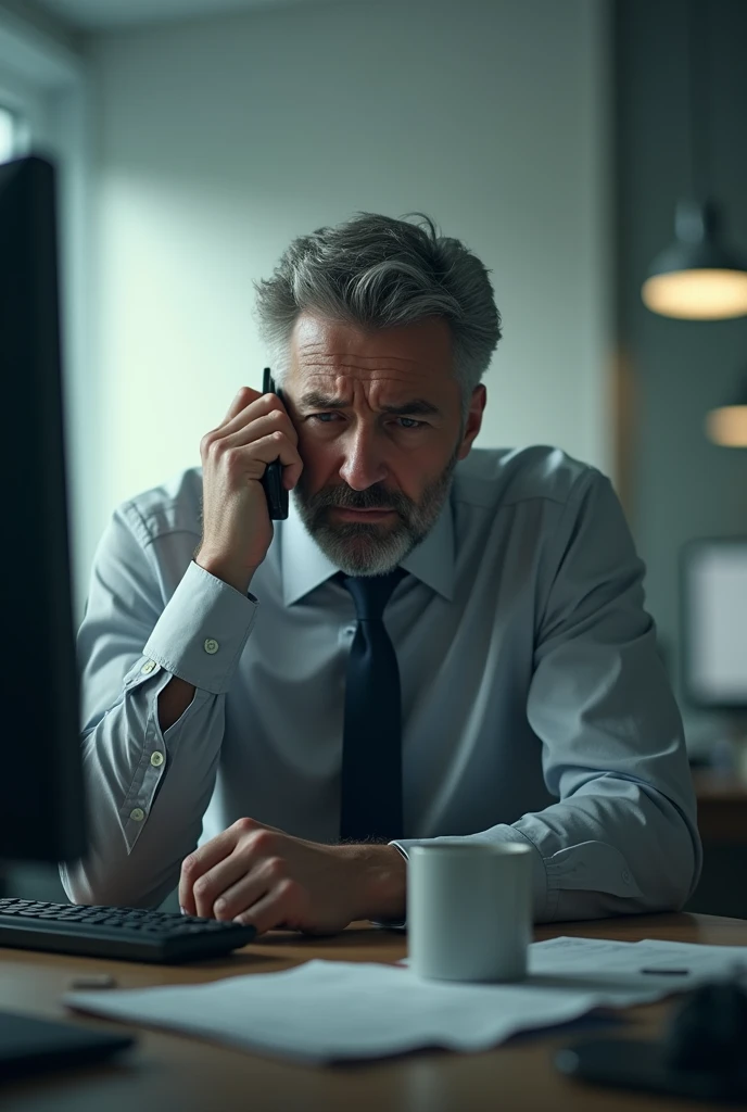 A guy stressed for a job
