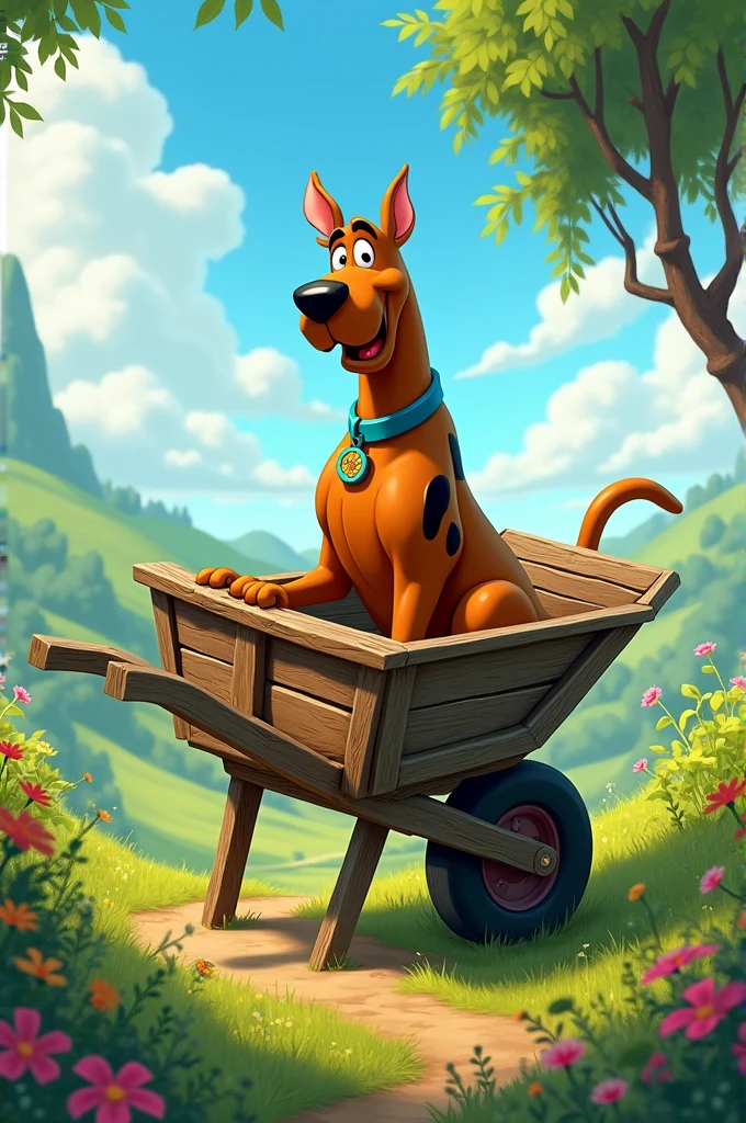 Scooby doo in a wheelbarrow 