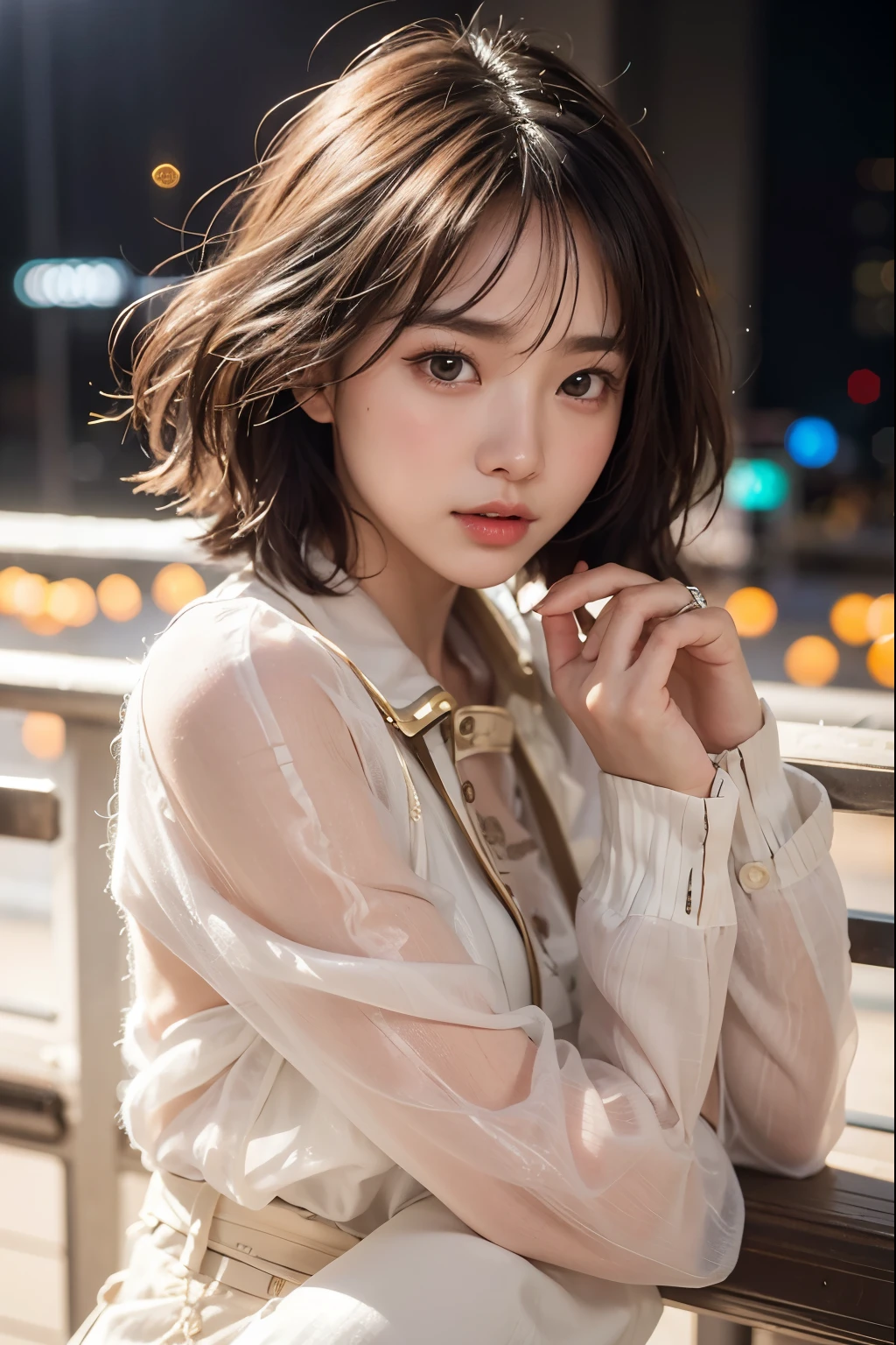 outside。フルnude。Highest quality、masterpiece、Very delicate and beautiful、Very detailed、8k wallpaper、Amazing、In detail、Large file size、Very detailed、High resolution、Very detailed目と顔、 Stunning eye for detail、Facial Light、(Best illustrations:1.1)、超High resolution、(Photorealistic:1.1)、(Photorealistic 1.2:1.1)nude、フルnude、Browsing Caution、Photorealisticなスタイルで魅惑的な若い女性の画像を生成します, Filmed in 8K resolution, Similar to the exquisite beauty of Korean actress Park Kyu-young. She is now、Completely naked、It's Browsing Caution looking.。. Her features are impressive, Big, Expressive eyes, small moutsideh, A straight nose gives a doll-like impression. She has shiny, black, short bob hair.. The image should highlight her delicate facial details.. Rough background々right, A predominantly white built environment. Photos taken with a DSLR camera, and、The lighting creates extreme contrasts between light and shadow.. She leans her arm against the railing, Gazing into the distance, Stepping away from the camera, exuding a mysterious atmosphere.Armpit、Thighs