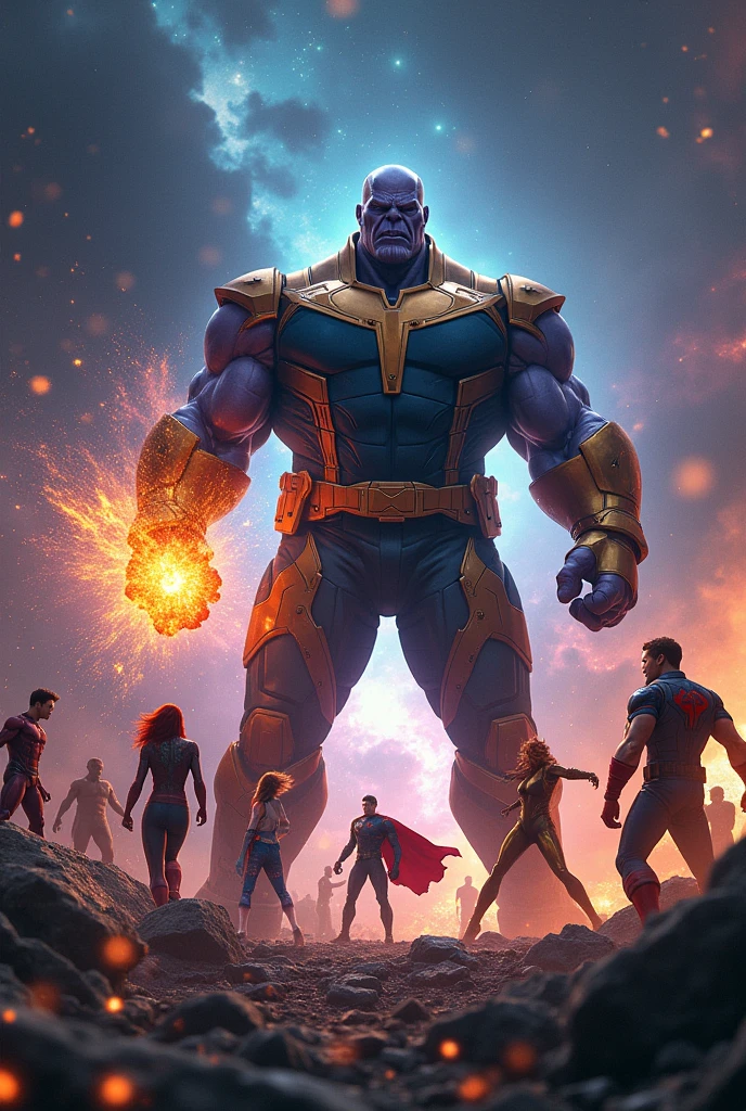 All super heroes fighting Thanos