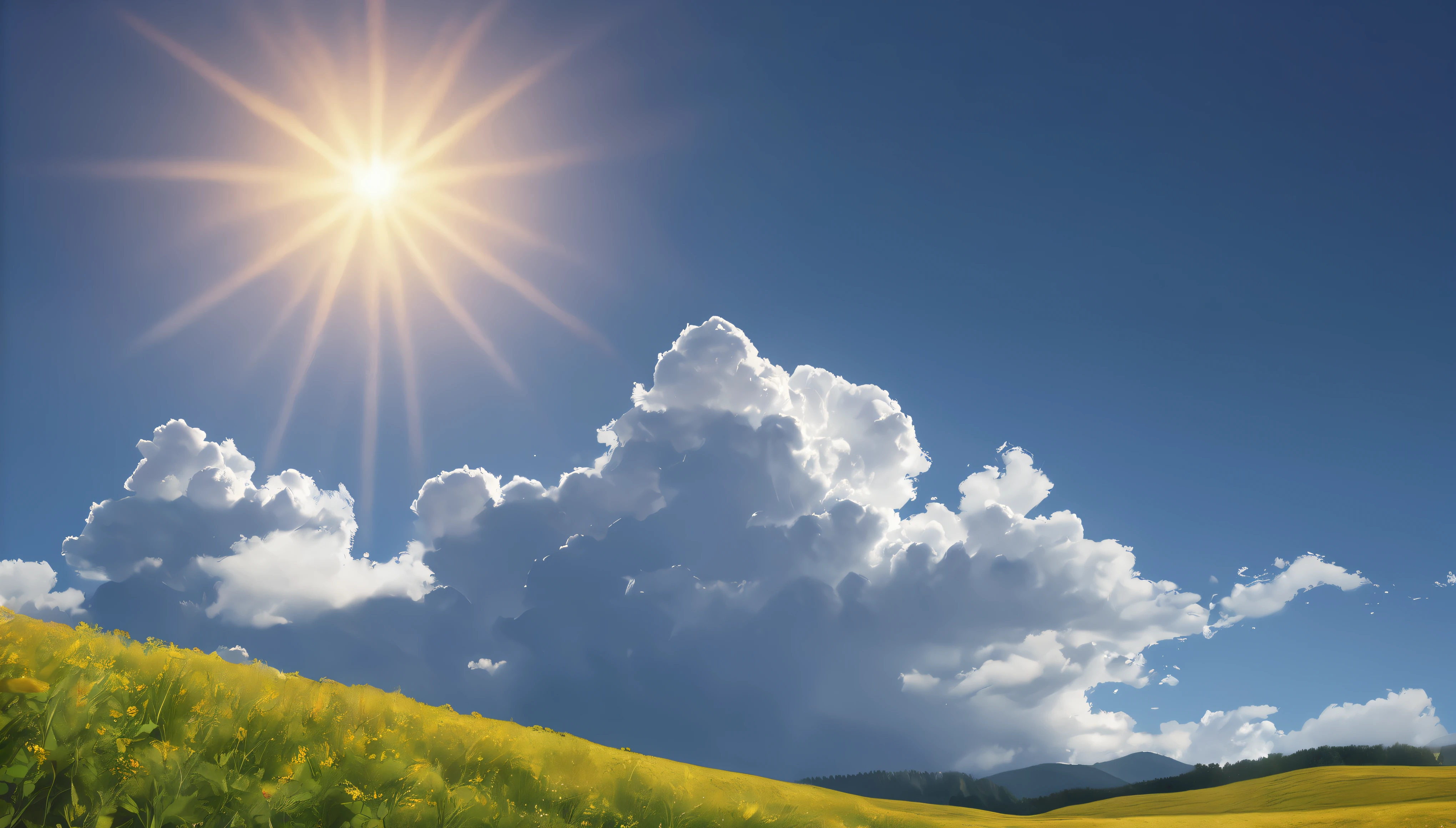 Summer sky,sunny,Daytime, (Highest quality,4K,8k,High resolution,masterpiece:1.2),Very detailed,(Realistic,photoRealistic,photo-Realistic:1.37),High resolution,超High resolution,Studio Lighting,Vibrant colors,Professional