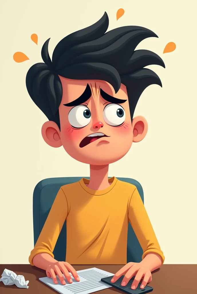An animated guy stressed for not getting a job
