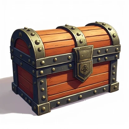 A wooden treasure chest, manga style, pure white background