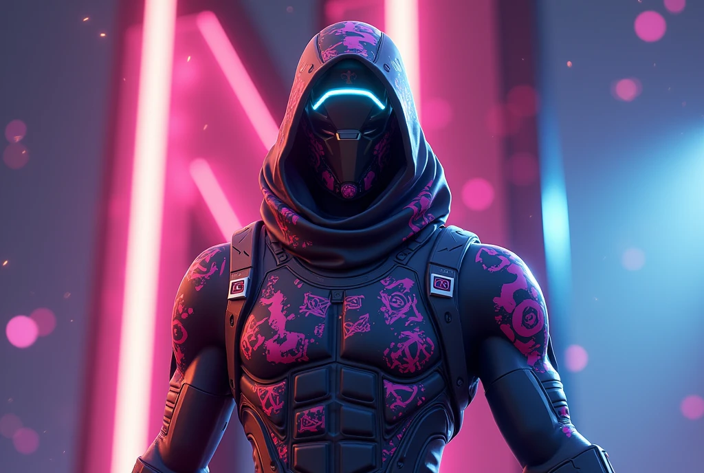 Fortnite skin with an n in the background 