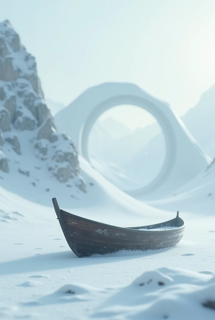 A boat in a snow arc
