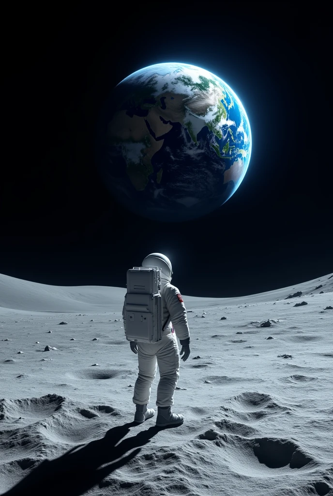 A man see the earth with standing in moon 