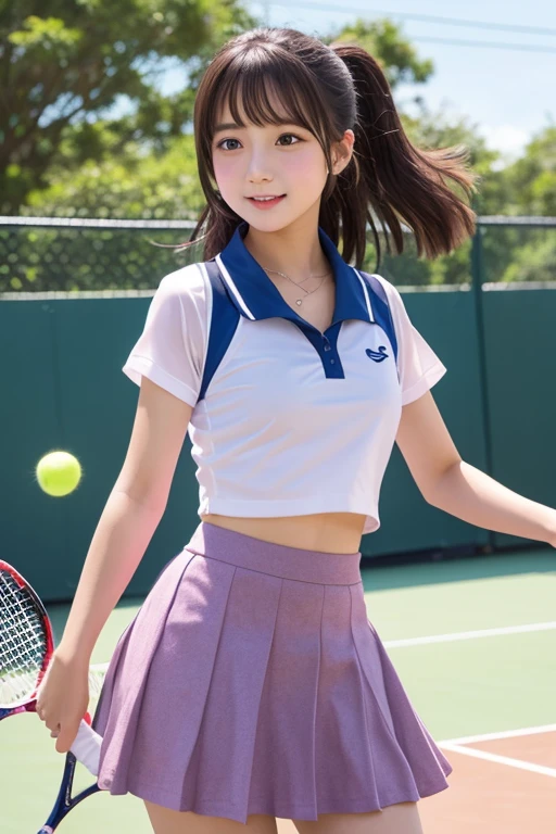 cute、high school girl、Idol、Tennis Wear、mini skirt、See-through、Fluttering in the wind