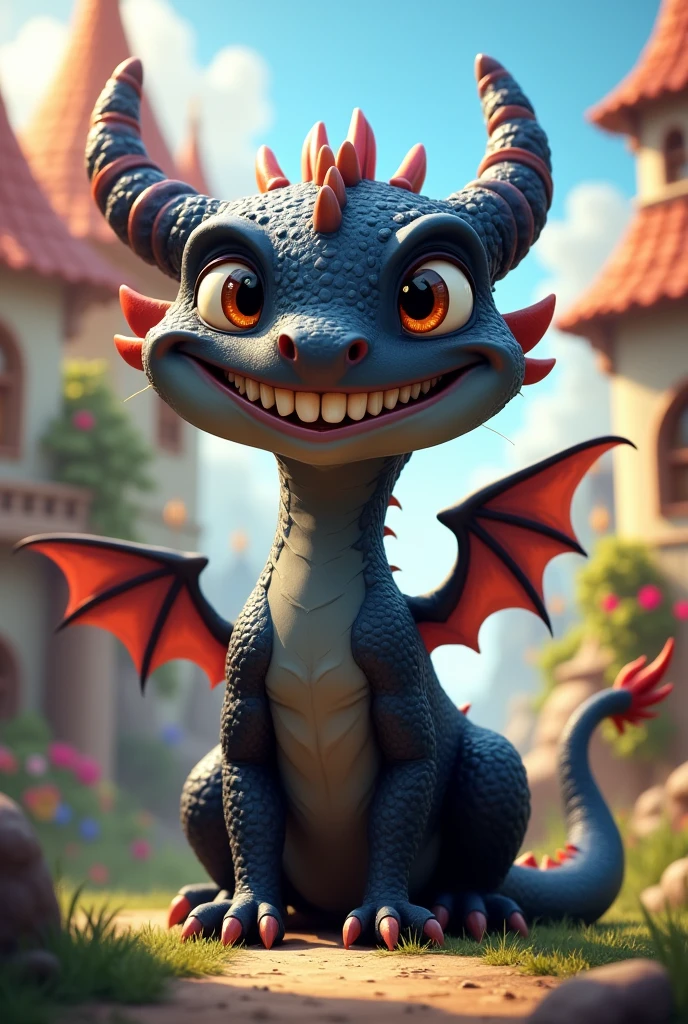 A black dragon, funny