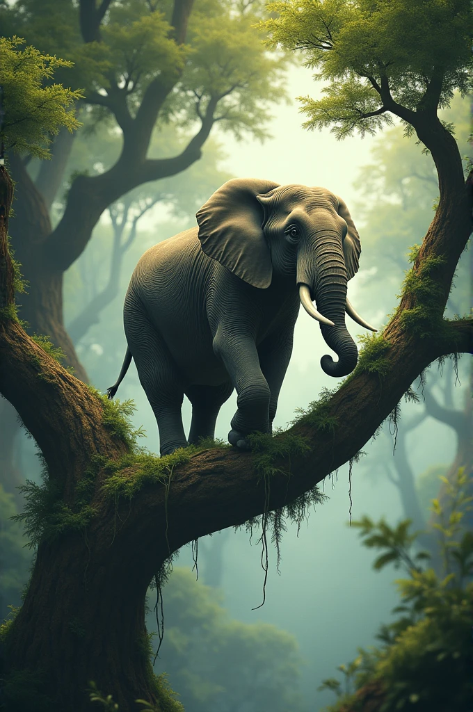 Ped ki Dali per Hathi batewa