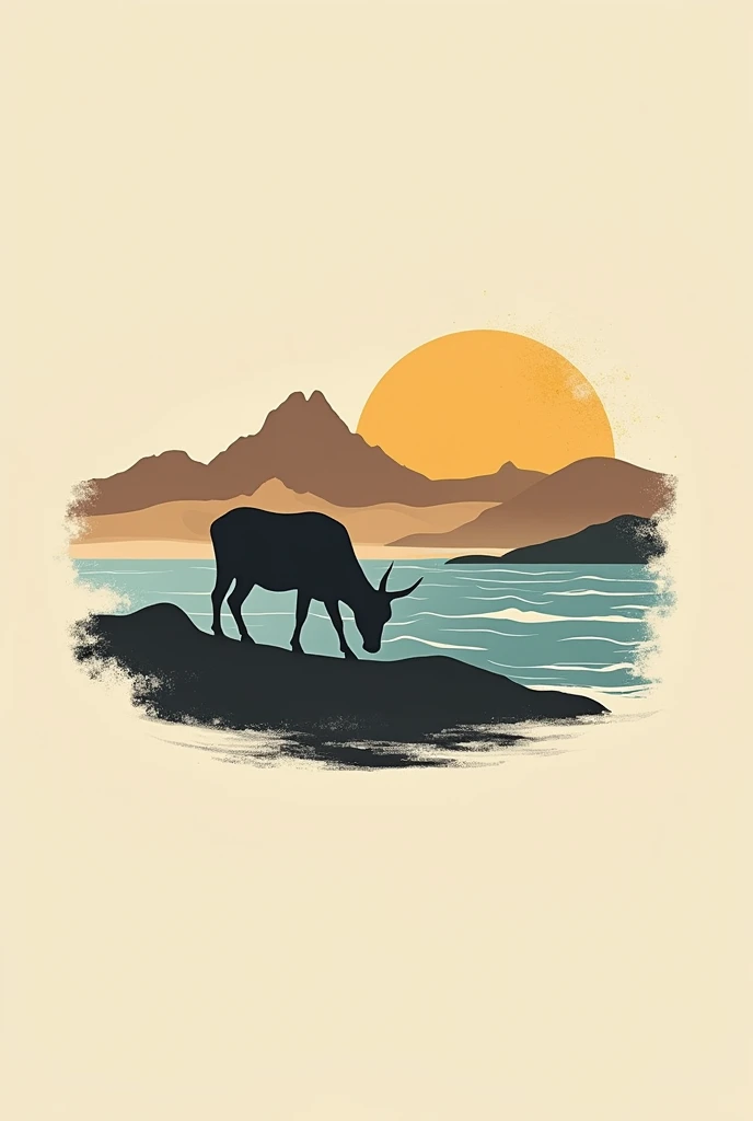 Creative logo of the Sea of Cortez bordering desert and livestock
