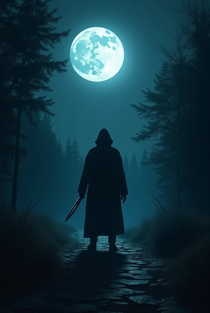 In the dark , under the moon, holding a sharp knife wallpaper for redmi 7pro 