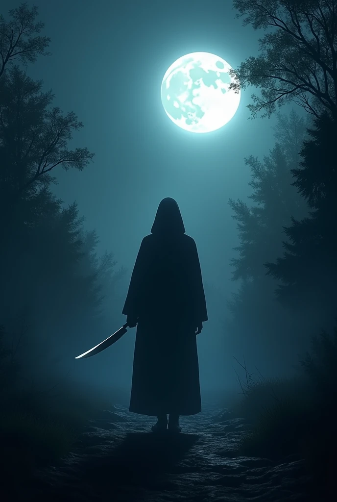 In the dark , under the moon, holding a sharp knife wallpaper for redmi 7pro 