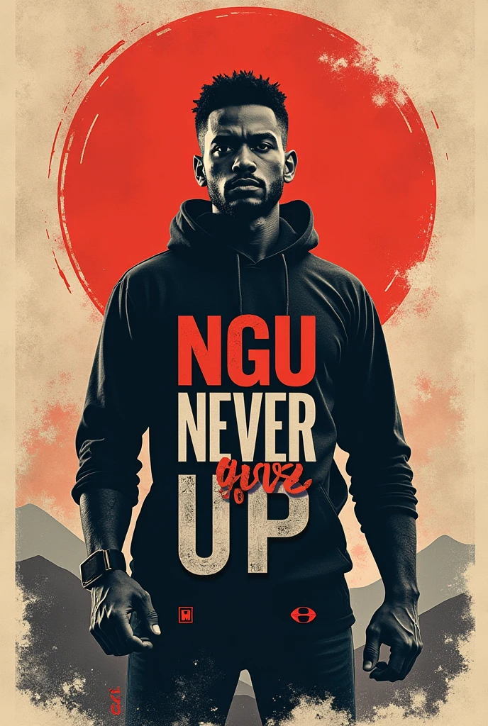 Make a poster written Never Give Up in short way NGU