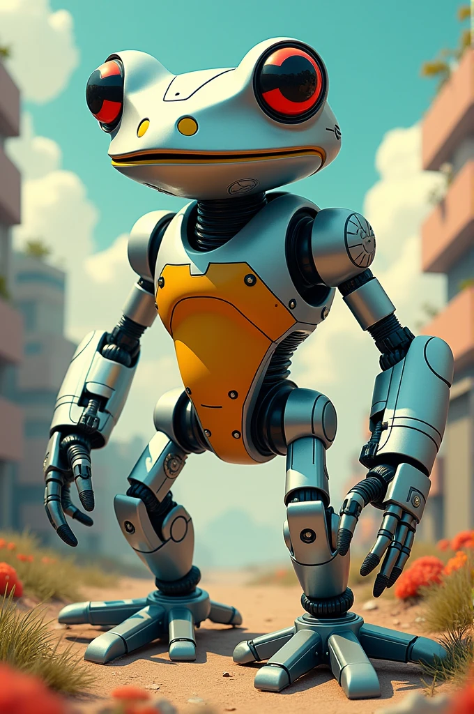 Un robot grenouille dans un style manga