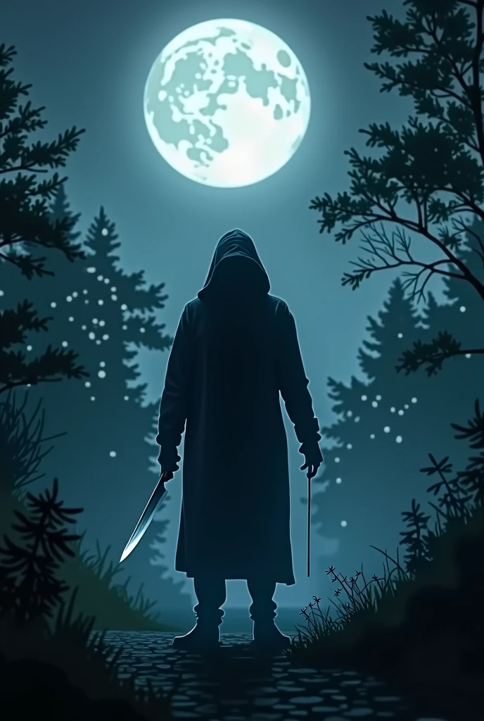 In the dark , under the moon, holding a sharp knife wallpaper for redmi 7pro