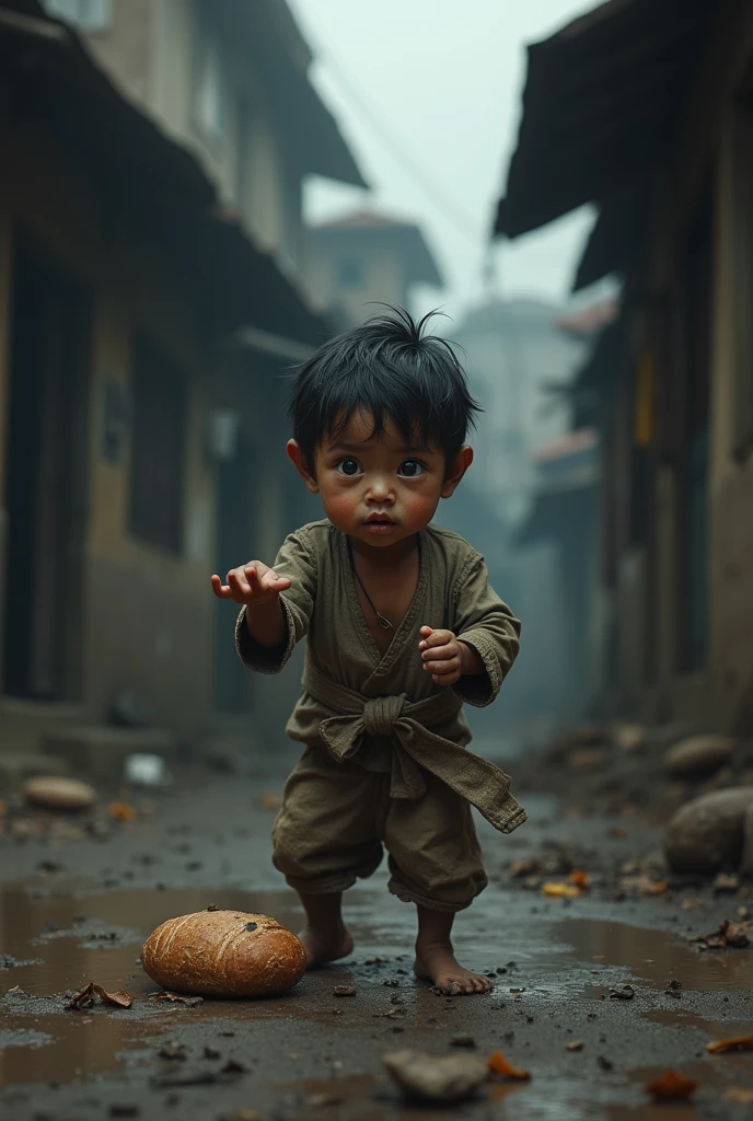 Un enfants pauvre qui vole a manger 