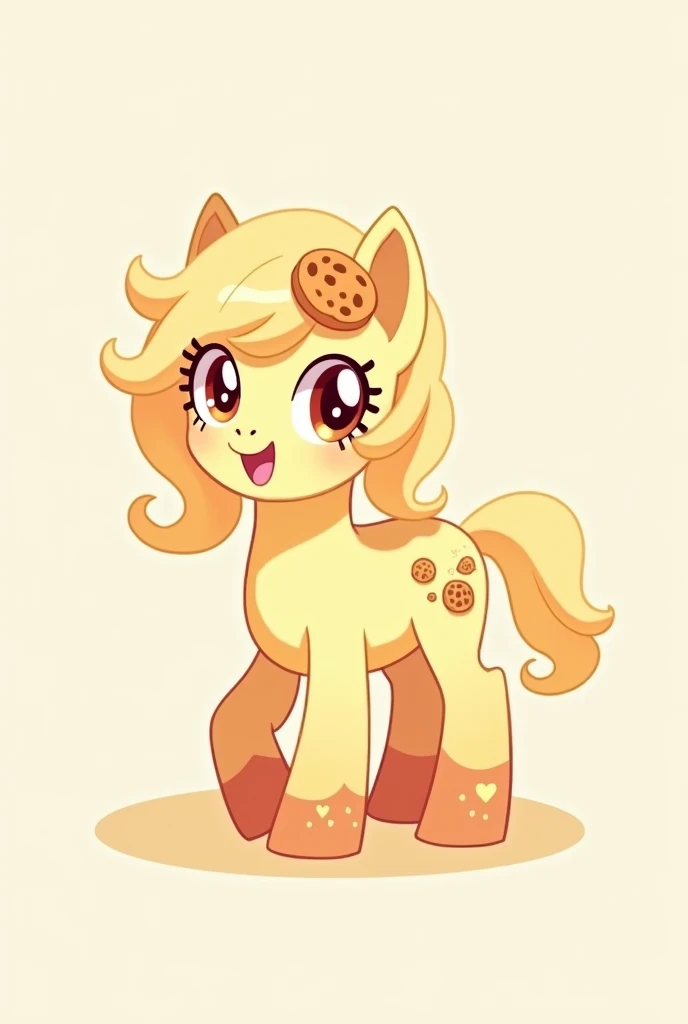 Earthpony in light palette with a pancake hair clip and food theme in canon pony style