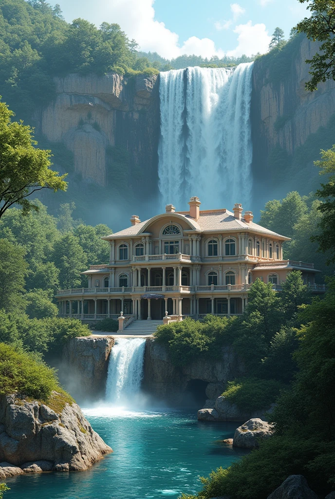 Beautiful Big house beside waterfall 