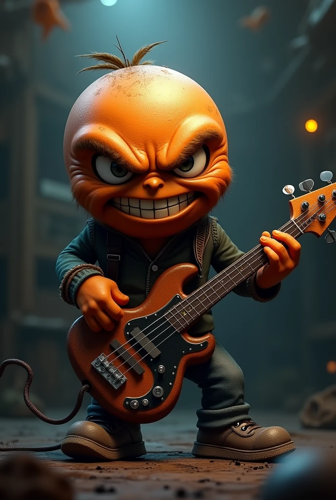 angry emoji playing electric bass guitar musicman bass with 4 strings 4 tuning machines
