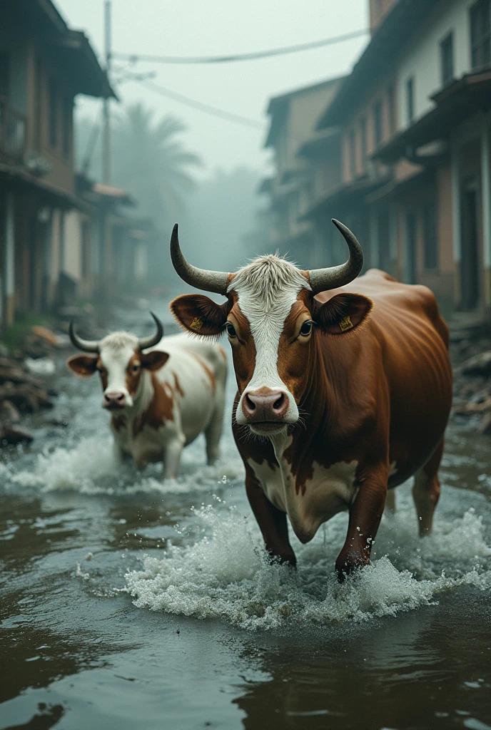 everyone is leading a difficult life beacuse of flood specially cow and dogs