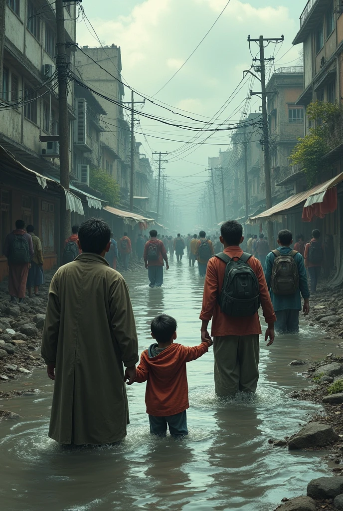 everyone is leading a difficult life beacuse of flood 