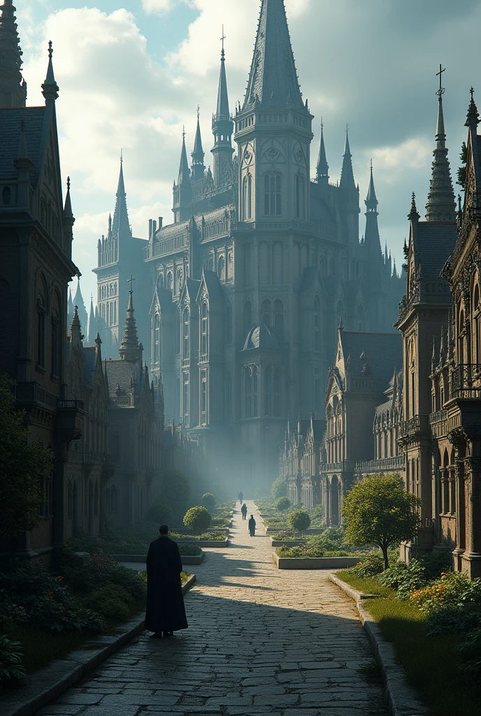 A fictional kingdom, developed, with Gothic architecture and a palace
