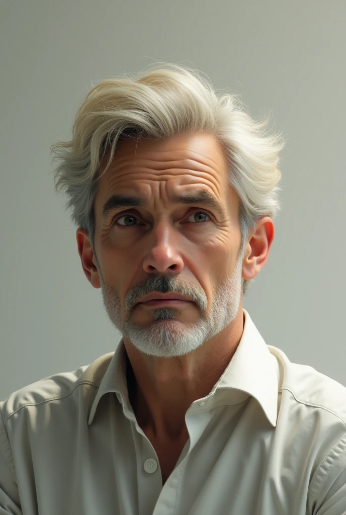 midle age man, offwhite, with semi-blonde hair