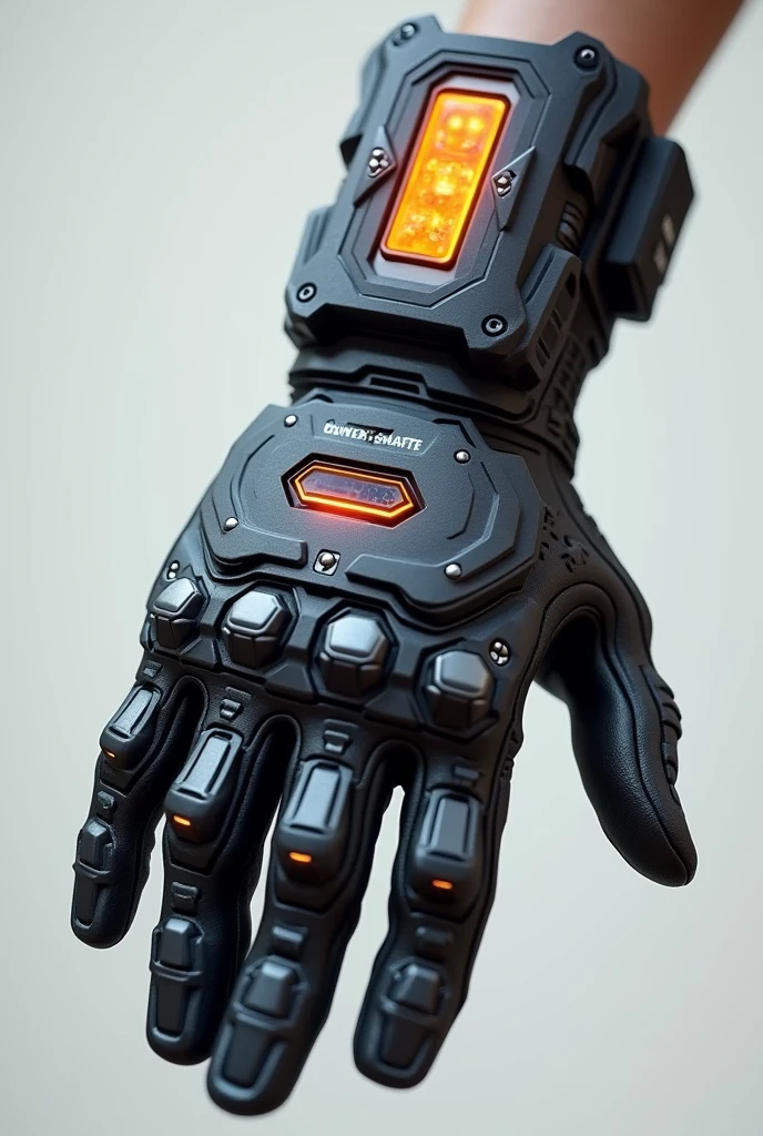 Now give the glove the features mentioned below: 1	Alarm system: A built-in alarm system that can be triggered by the wearer's thumb or wrist movement, emitting a loud noise to deter an attacker or alert others.
1. Stun feature: A non-lethal stun feature that can be activated by the wearer's thumb or wrist movement, delivering a mild electrical shock to incapacitate an attacker.
2. Lighting system: A built-in LED light or glow-in-the-dark strips on the glove that can illuminate the surroundings, helping the wearer to see better in dark environments.
3. Tracking technology: A GPS tracking system or a small Bluetooth device that can be connected to the wearer's phone, allowing authorities to track the wearer's location in case of an emergency.
4. Communication system: A built-in communication system that allows the wearer to quickly call for help or send distress signals to friends, family, or authorities.
5. Heat-resistant material: Heat-resistant materials used in the glove's construction to prevent it from melting or igniting during fires or other high-heat situations.
6. Adjustable fit: An adjustable fit system that allows the wearer to customize the glove's fit to their hand size and preferences.
7. Wrist stabilization: The glove should have a stabilizing system that prevents excessive wrist movement, which can help prevent injury and improve overall control during self-defense situations.
8. Stress-reducing palm: The palm should be designed to reduce stress and discomfort during long periods of wear or intense use. This could include features like cushioning, ventilation, or textured surfaces to reduce blisters and pressure points.
9. Ultrasonic alarm: A small, high-pitched ultrasonic alarm that can be triggered to deter attackers and attract attention.
10. Pepper spray deployment: A compartment or mechanism to deploy pepper spray, which can be designed to be easily accessed and used.
11. Knife or blade: A retractable or removable knife or blade that can be used