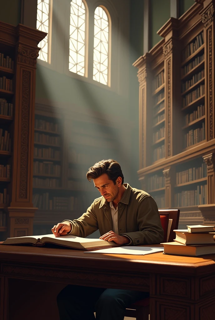 Man reading at the library