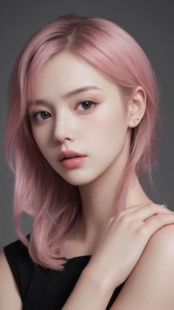 black,pink,One person, solo, High resolution,