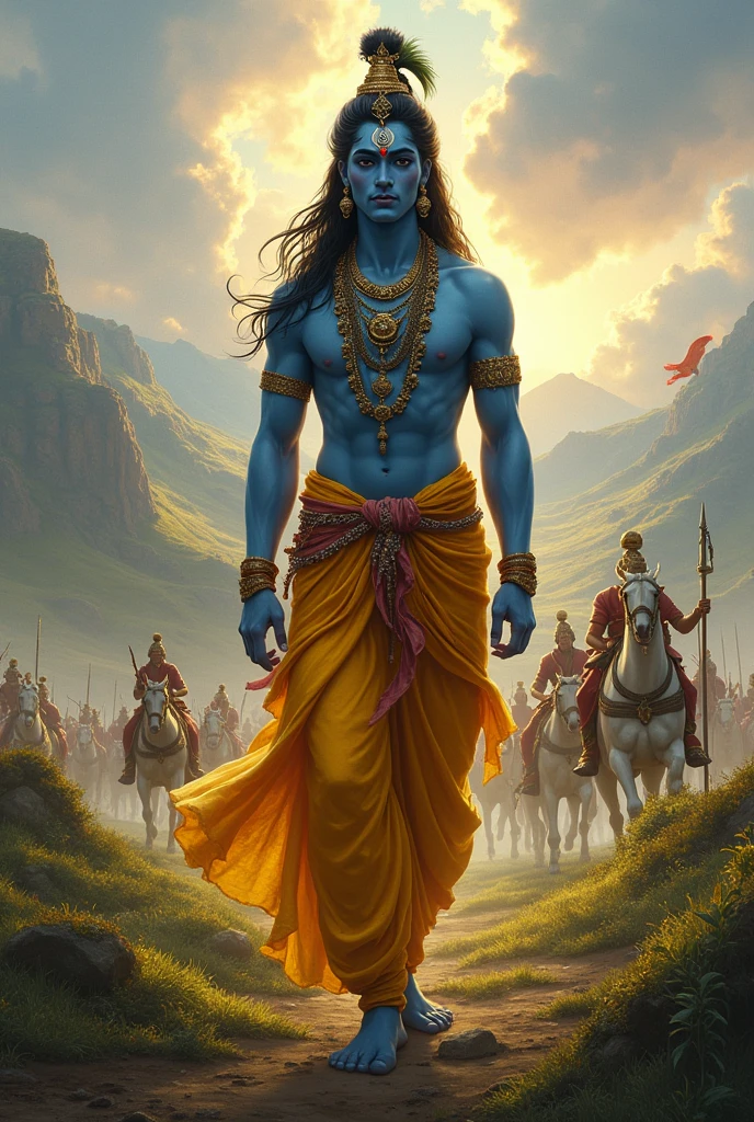 Lord krishna standing in kurukshetra