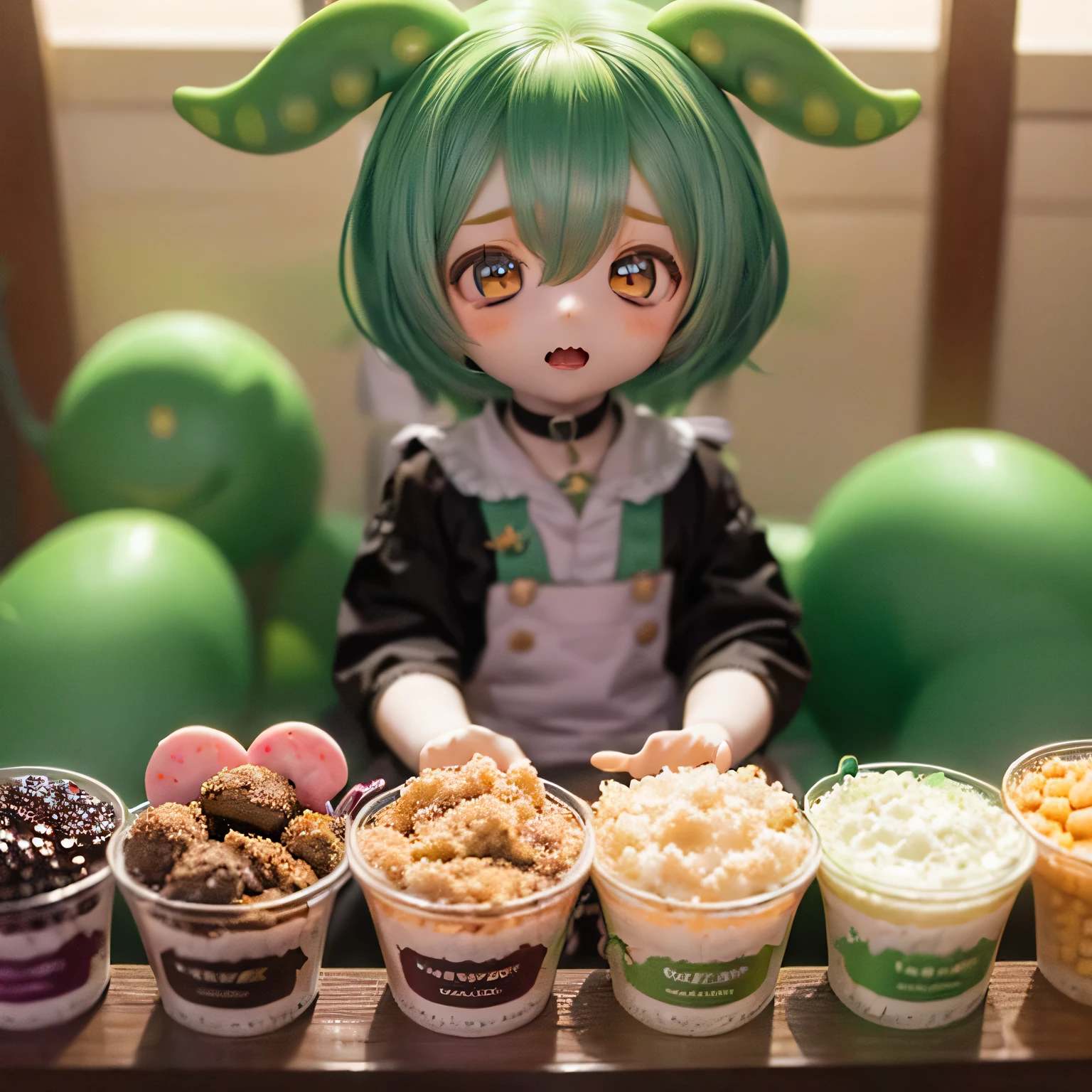 Cheeky Green Haired Zundamon(((((In the form of a child)))))Eat sweets、