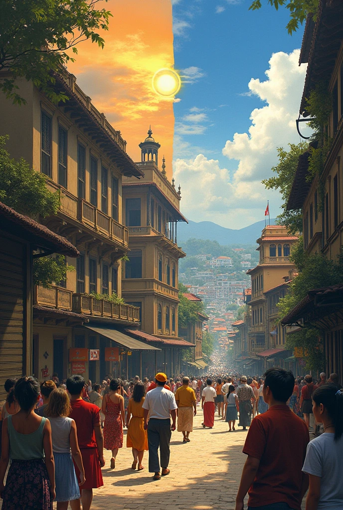 create me a photo for presentation about 19th century vs 21st century of the Philippines