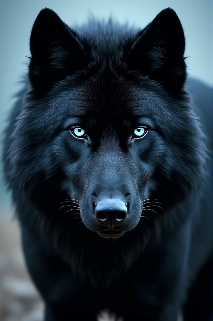 Furry photo profile, black wolf, blue eyes