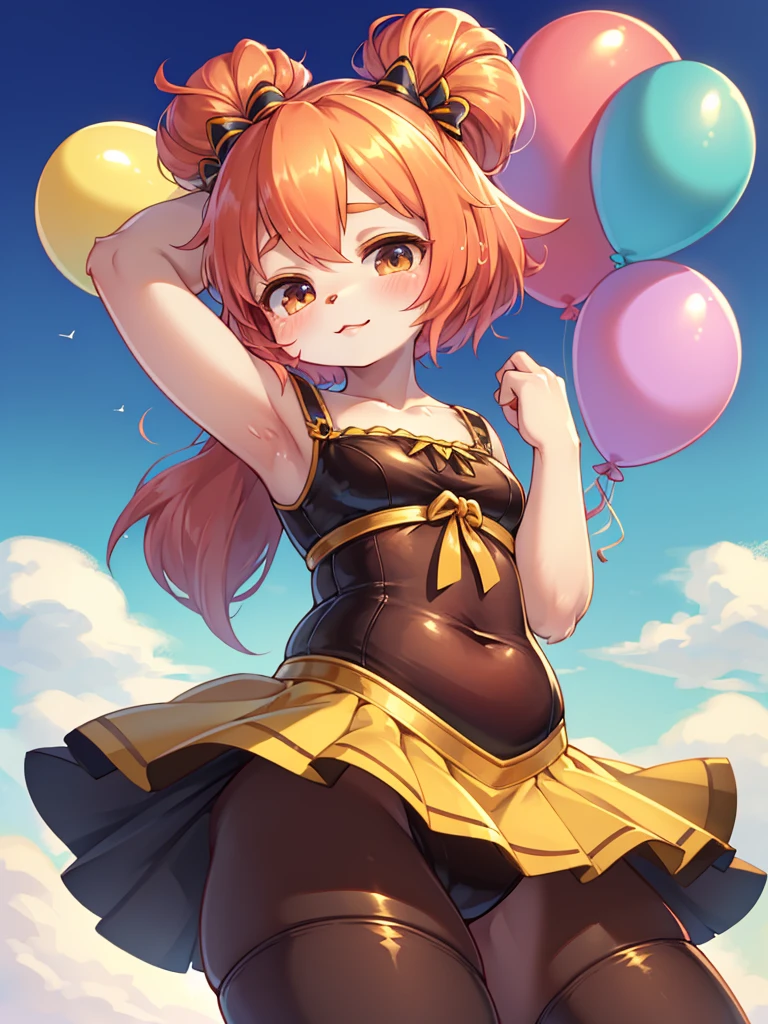ish girl , dancing with balloon , coquettish , Cunning , Fascinating , Seducer , Naughty , innocent , moist eyes , glossy lips , childish clothes , childish hair tie , Wonderful days , (LUMMELTUTE:1.5) , EAT ME