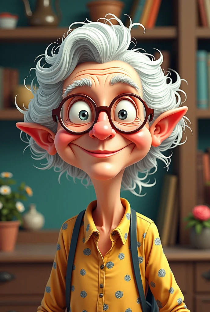 A cartoonist AI image of a old woman 