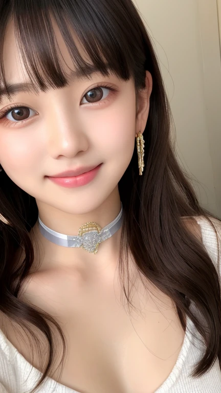 Realistic painting、Best image quality、cute日本の、Beautiful Japan、1, alone、Highly detailed faceと肌の質感、sophistication、Highly detailed face、beautiful girl、Long Hair、With bangs、cute、Glossy Lips、Please open your mouth a little、perfection、最高級のbeautiful girl、head band、cute、Sparkling eyes、An even cuter face、Stylish choker、Beautiful earrings、Translucent white skin、Exposed soft skin、For a smaller face、smile、Sparkling eyes、特別なbeautiful girl、唯一無二のbeautiful girl、Bright expression、refreshing personality、Transparency、Sparkling eyes、Clear white skin、Pure、比類無きbeautiful girl、All Nude、Translucent white skin、天然のbeautiful girl、Pure、An even cuter face、