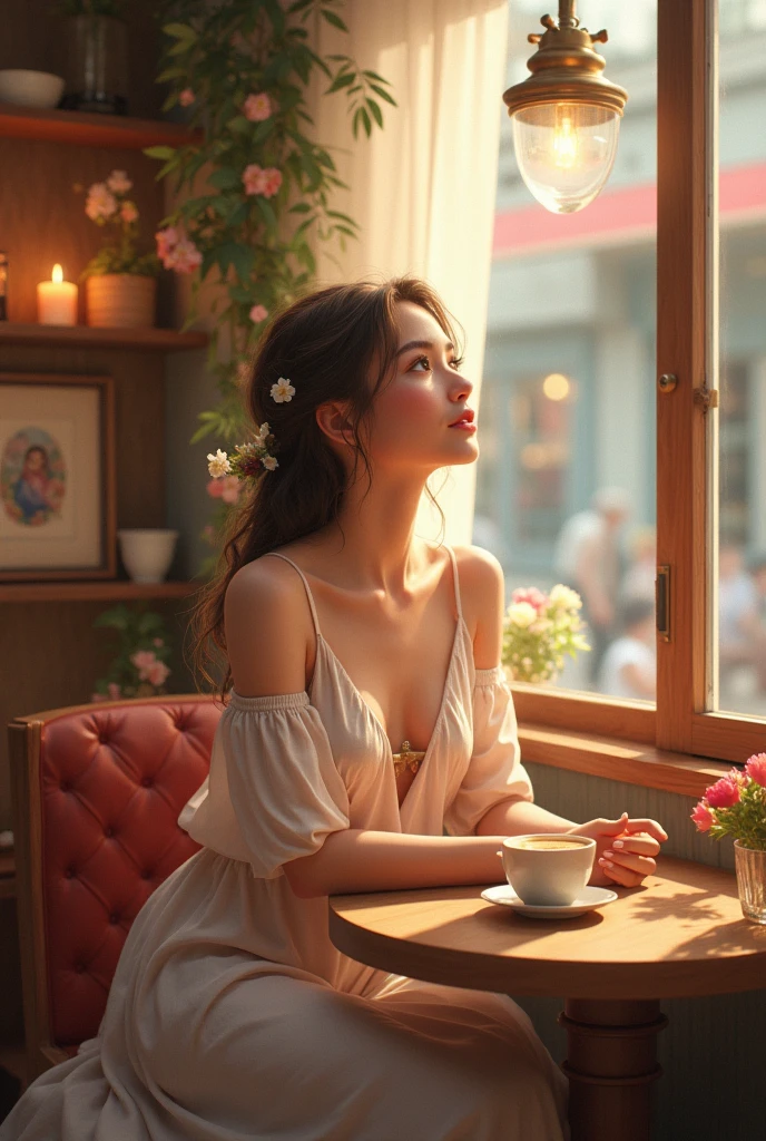Girl on cafe with name gracia
