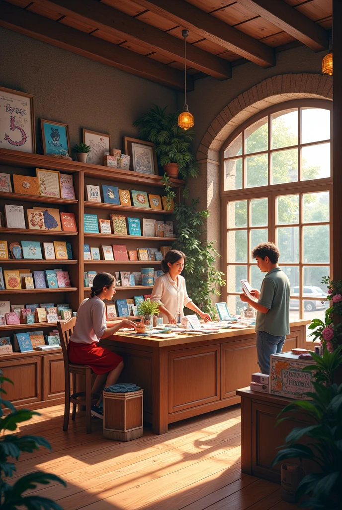 Create an image of card shop, realistic