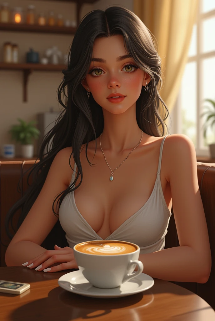 Optical illusion of the word milk in the form of a gorgeous brunette. Photorealistic